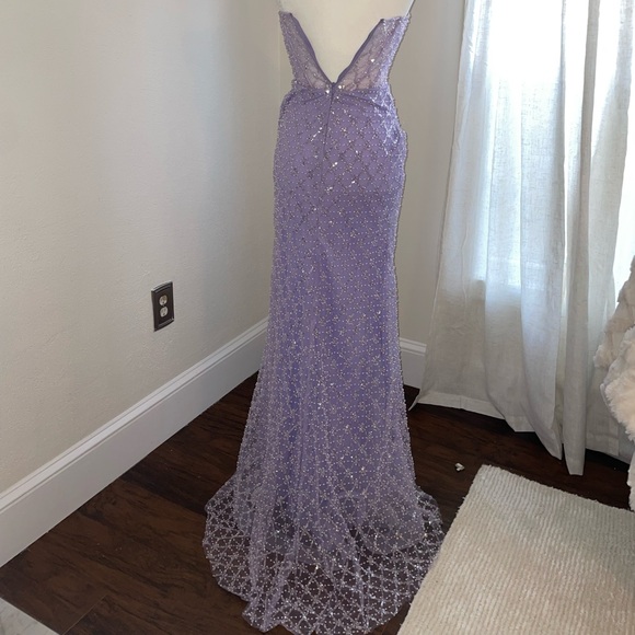 WORN ONCE Lilac long purple sequin and pearl dress - Picture 5 of 8
